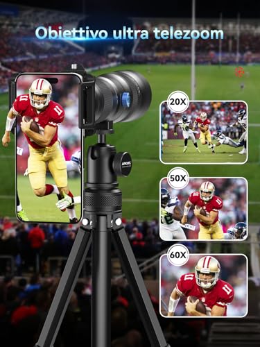 APEXEL Obiettivo zoom 20-60X professionale per smartphone – Cattura scene lontane con facilità