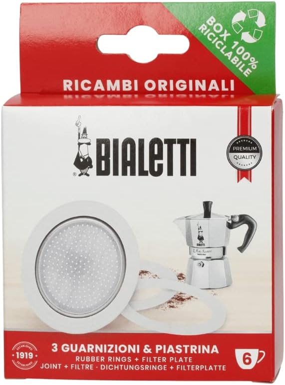 Bialetti Ricambi Gaskets and Plate Set for 6 Cup Moka Express