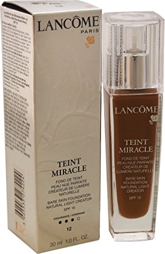 Lancome Teint Miracle Bare Skin Foundation Natural Light Creator SPF 15, No. 12 Ambre, 1 Ounce