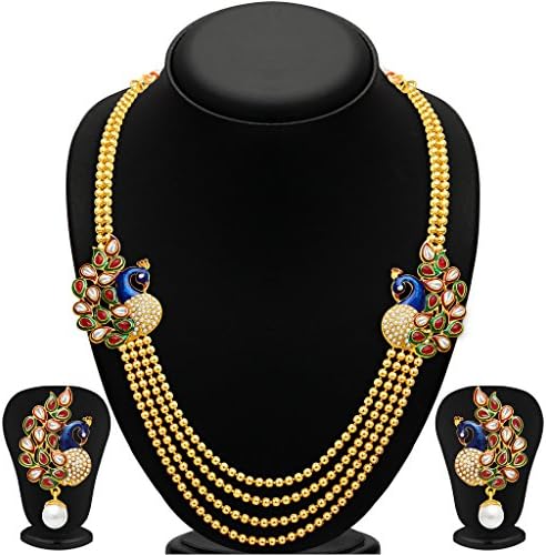 Indian Necklace Jewelry Set Bollywood Fashion Bridal Gleaming Peacock For Women