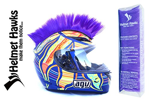 Helmet Hawks Motorcycle Helmet Mohawk w/Sticky Hook and Loop Fastener Adhesive - Royal Purple