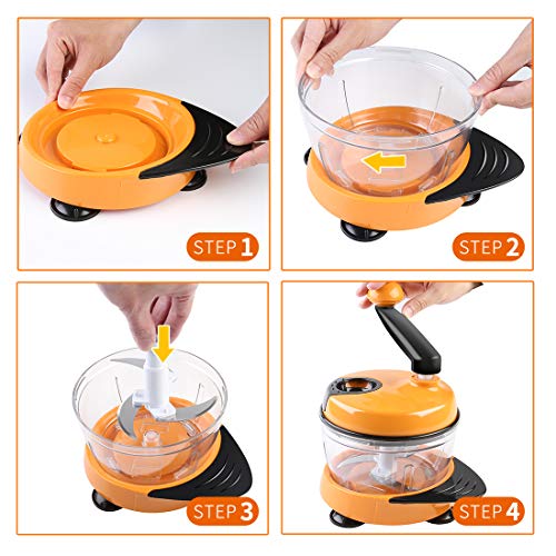 MIGECON Manual Vegetable Chopper, Hand Held Food Processor for Fruits