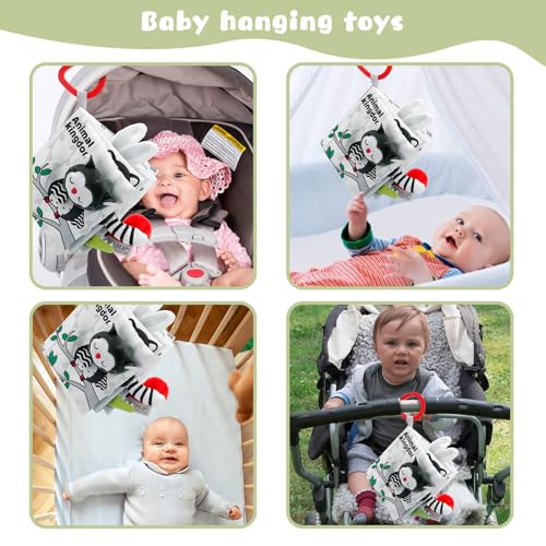 Crinkle Soft Baby Books, 3D Touch and Feel High Contrast Cloth Book, Sensory Baby Toys for 0-6-12 Months, Early Learning Stroller Toys, Ideal Gifts for Infants and Toddlers