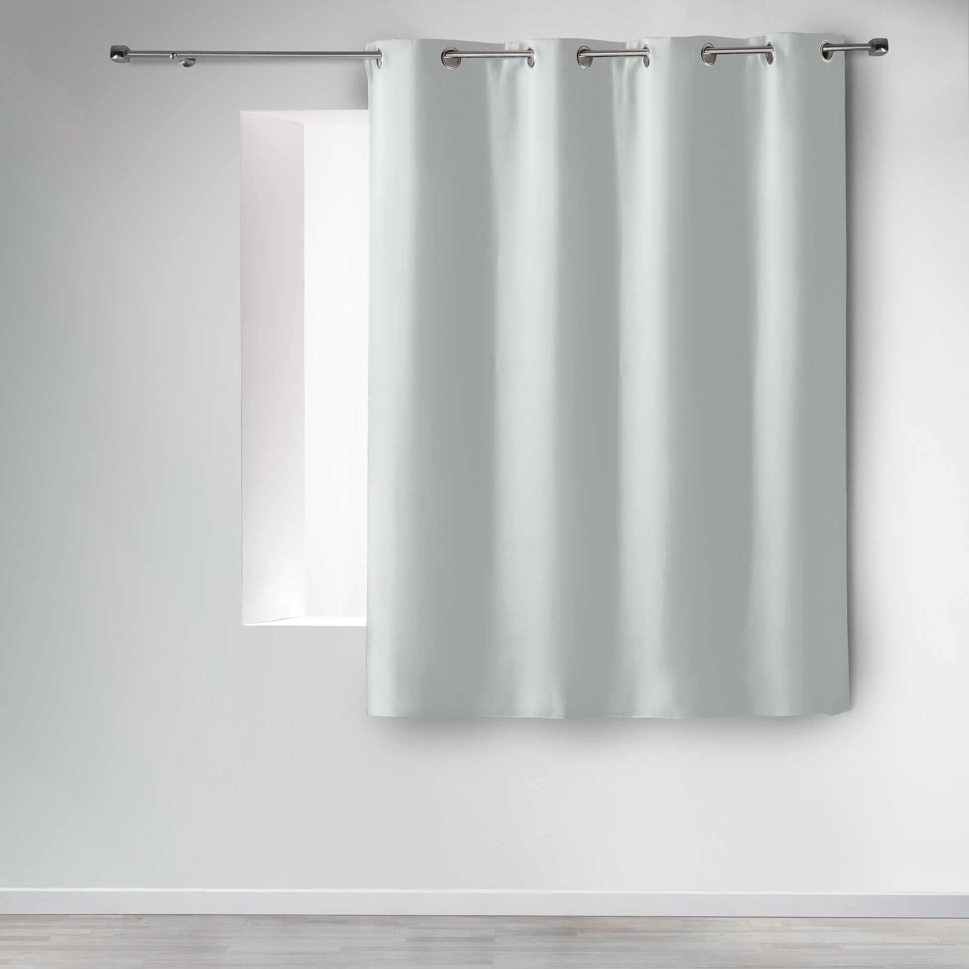 Douceur d'Intérieur Polyester - Curtains with Eyelets (140 x 180 cm), Ceramic, Snow, 140x1x180 cm