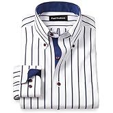 Paul Fredrick Men's Classic Fit Comfort Stretch Non-Iron Stripe Dress Shirt