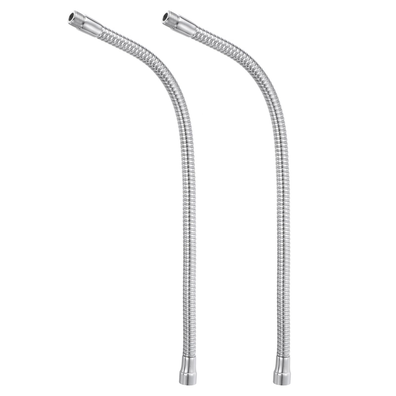 PATIKIL 19" Microphone Gooseneck, 2Pcs 5/8"-27 Thread Metal Universal Hose Flexible Arm Gooseneck Tube Extension for Multifunction DIY, Silver Tone