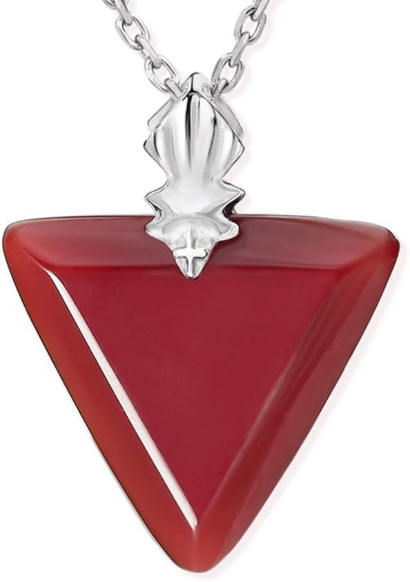 Gambulin Fate Stay Night Tohsaka Rin Red Fake Gem Triangle Pendant Necklace,Fake Gem Necklace for Girls,Boys