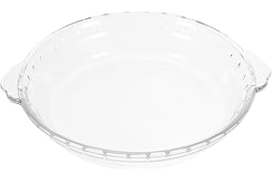 VOSAREA Glass Plate Glass Pie Baking Dish with Handle Glass Bakeware Pie Dish Scalloped Pie Plate Clear Glass Serving Plates 