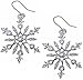 Women's Large Silver Tone Crystal Snowflake Charm Dangle Earrings Bridal Winter Christmas Holiday party Fashion Jewelry Gifts (Clear)