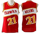 Men's Adult #21 Dominique Wilkins Jersey Red