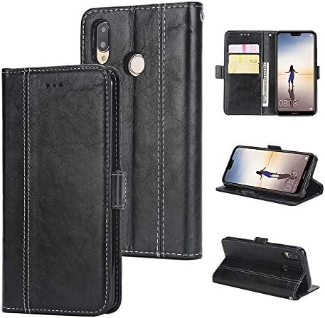 Compatible with Huawei P20 lite Wallet Case Huwai P20lite Cover Kickstand with Card Holder P 20 20lite Nova 3e Luxury Protective Phone Coque 5.84inch (Black)