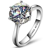 Erllo 4ct Round Brilliant Nscd Sona Simulated Diamond Solitaire Wedding Engagement Ring - Finger Size 4-10