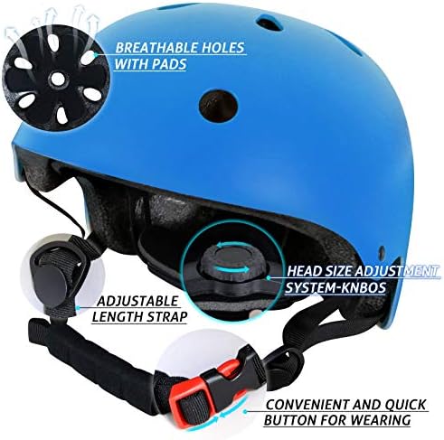 Adjustable toddler bike helmet in blue color, suitable for biking activities.