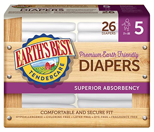 Earth's Best TenderCare Chlorine-Free Diapers, Fragrance Free, 
Size 5, Weight 27+ lbs, 104 Count