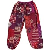 CLEMMY TOUCH Patchwork Harem Pants, Bohemian Yoga Boho Hippie Pants, Patch Work Elastic High Waist Trouser for Unisex