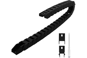 LMioEtool R28 15mm x 15mm(Inner H x Inner W) Black Plastic Cable Wire Carrier Drag Chain 1M Length for CNC, with End Connectors - Bridge Type (Non-openable)