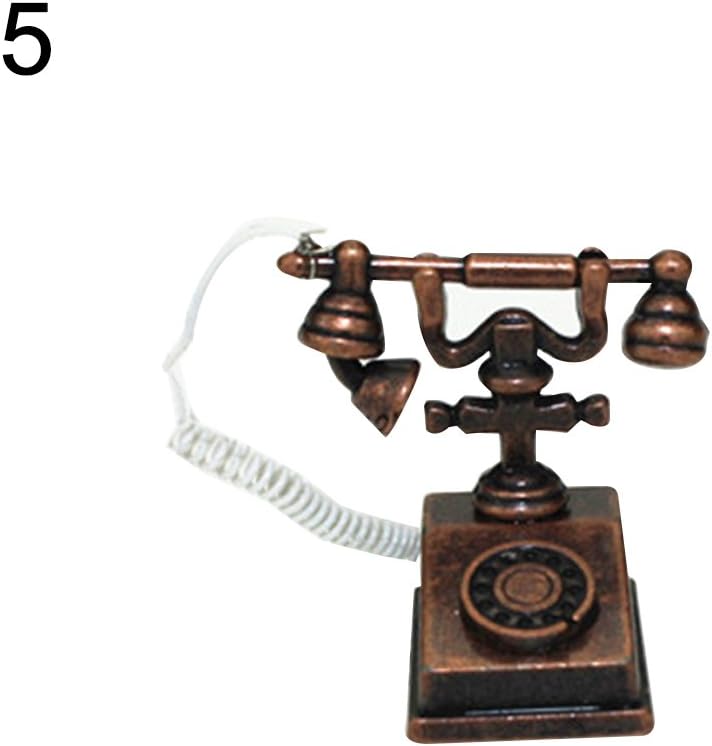 ruiycltd Miniature Retro Rotary Telephone Dollhouse Decoration Accessories Kids Toy - Copper