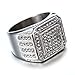 OAKKY Men's Stainless Steel Hip Hop Iced Out Cubic Zirconia Square Rings CZ Wedding Bands Silver Size 13
