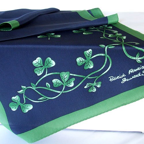 100% Silk Irish Shamrock Sprig Scarf by Patrick Francis 100% Silk Irish Shamrock Sprig Scarf by Patrick Francis