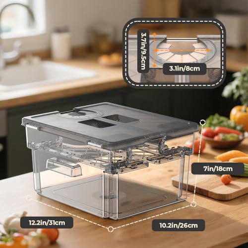 Sous Vide Container with Lid and Built-in Grill Double Opening Design Allows 11L Grey Sous Vide for Most Sous Vide