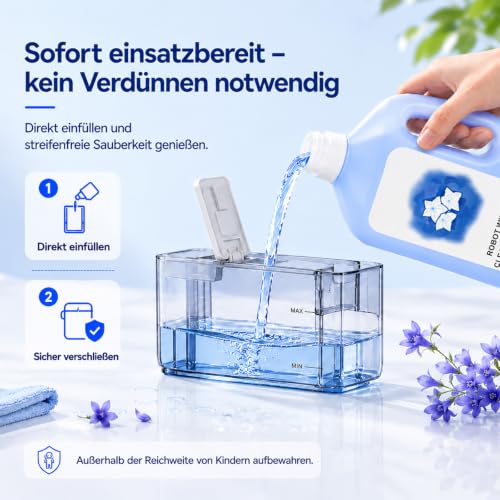 1L Cleaning Solution Compatible with ECOVACS Winbot W1 Pro, W2, W2 Pro Omni, Winbot Mini & Mini2, W2S, W2S Omni Window Cleaner Robot, Streak-Free Glass Cleaning Liquid for All Window Cleaning Robots
