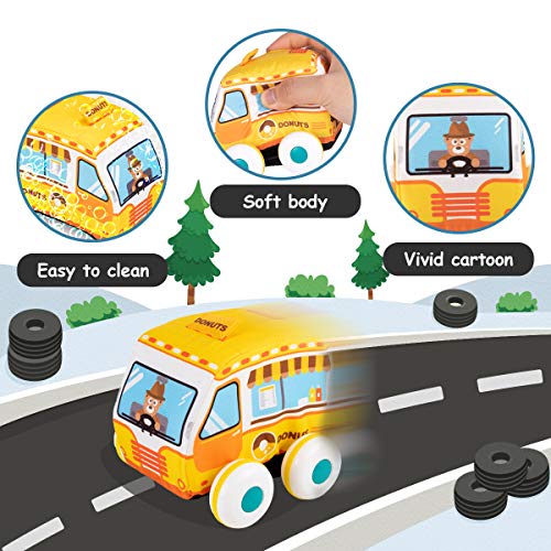 UNIH Pull Back Cars for Toddlers Aged 1 2 3 Year Old, Soft Car Toy Set