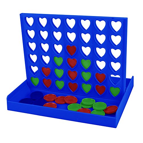 AMGlobal 4 in a Row, Line Up 4, Heart-Shaped Four in a Row Game, Classic Family Toy, Board Game For Kids and Family For Fun(Blue)