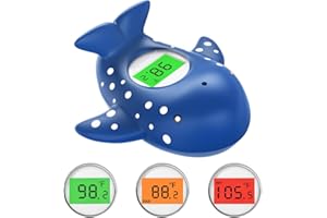 MIEDECDEL Baby Bath Thermometer, Infant Digital Water Thermometer Safety with 3 Color Backlit and Temperature Warning, Room Thermometers Floating Toy for Infant, Toddler, Bathtub, Swimming Pool (Navy Blue)