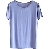 Sleep Shirts for Women - Pajama Tops for Women,Modal Round Neck Solid Color Pajamas Top