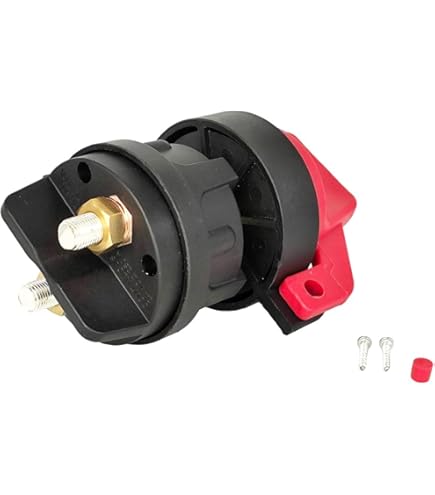 『CHRO 3BTTN 2SNAP BLACK』 36V Battery Disconnect Switch, On/Off Markings & Red Knob