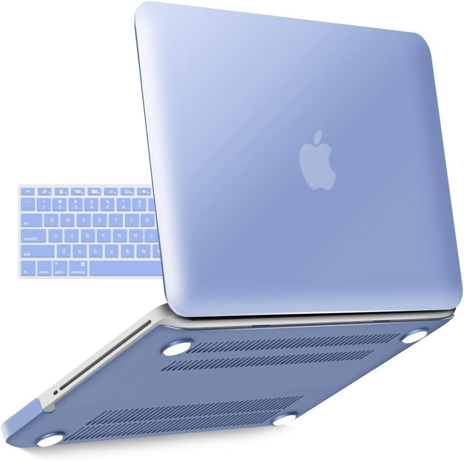 IBENZER MacBook Pro 13 Inch case A1278 Release 2012-2008, Plastic Hard Shell Case with Keyboard Cover for Apple Old Version Mac Pro 13 with CD-ROM, Serenity Blue, P1301SRL+1 N