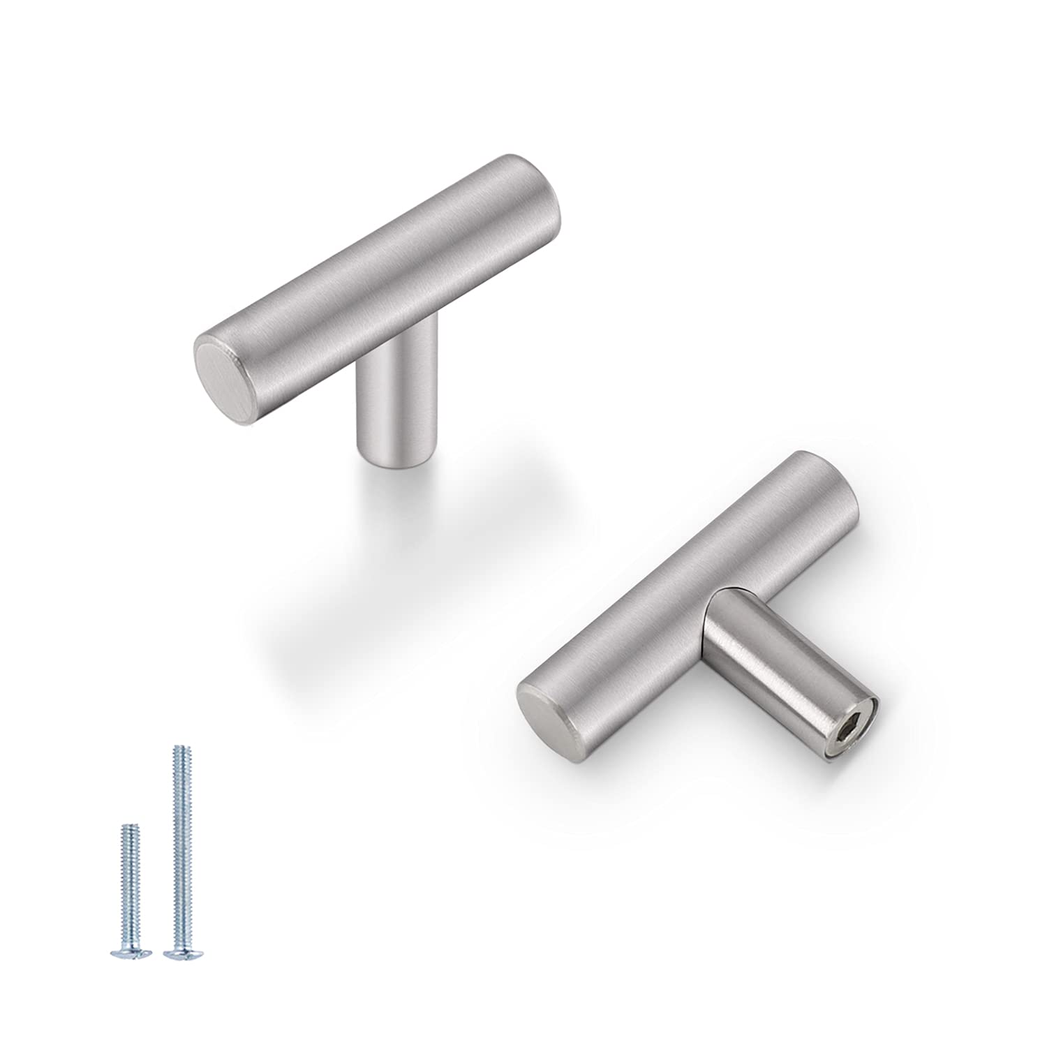 Photo 1 of Probrico (5 Pack Brushed Nickel Single Hole Cabinet Knobs, Stainless Steel T Bar Cabinet Handles, Modern Drawer Pulls, 2 inch Length
