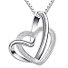 B.Catcher Necklace Womens Silver Jewelry Forever Love Frosted Interlocked Heart Pendant with Chian