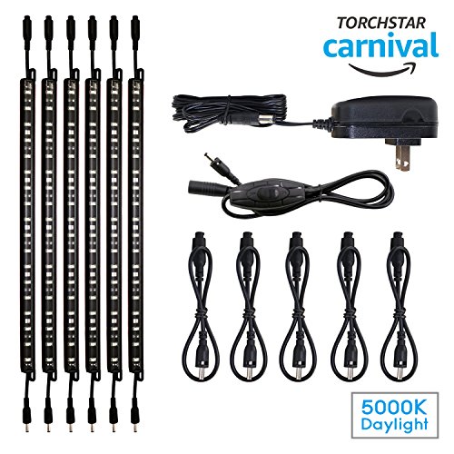 LED Safe Lighting Kit, (6) 12’’ Linkable light bars + Rocker Switch + Power adapter, Under Cabinet Lighting, Gun Safe, Locker, Closet, Shelf, Showcase Lighting