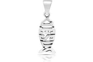 AeraVida Jesus Fish Ichthys Christian Symbol .925 Sterling Silver Pendant or Charm | Religious Silver Jewelry for Men and Women | Meaningful Faith Ichthys Pendant