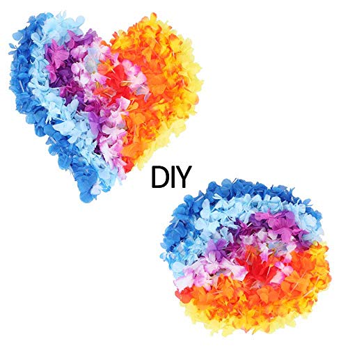 Hawaiian Leis FunToy 50 Counts Tropical Hawaiian Luau Flower Leis for Adults and Kids Party Favors (Soft Fabric) - Thumbnail 3
