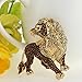 EVER FAITH Roaring King Lion Brown Austrian Crystal Brooch Gold-Tone