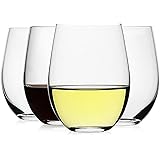 LUXU Stemless Wine Glasses(Set of 4)-20 oz,Clear Wine Cups for Red or White Wine,Crystal Whiskey Tumblers,Large Water Goblets