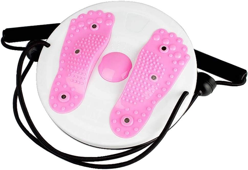Waist Twist Portable Twister Plate Fitness Equipment Magnetic Twister Body Building Fitness Twist Boards Foot Massage Plate With Pull- Rope For Aerobic Exercise (Color : Pink)