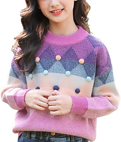 Starwincos 子供服女の子セーター キッズ女の子ニット 長袖 丸首 注目ブランド 虹柄 人気 カジュアル ニット子供服 プルオーバー 秋冬 可愛い