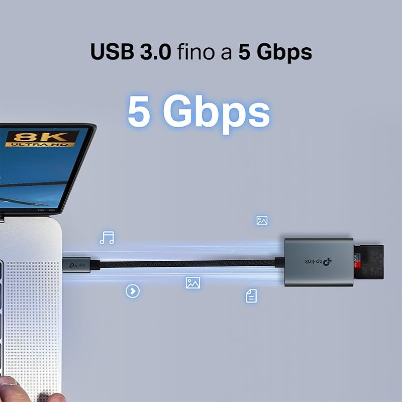 UA440C UHS-II Lettore di Schede SD/microSD 4.0, USB 3.0 Type-C Velocità fino a 5 Gbps, Lettura/Scrittura Simultanea, Compatibile con Mac OS, Windows, iPadOS, iOS, Android, Linux OS e Chrome OS