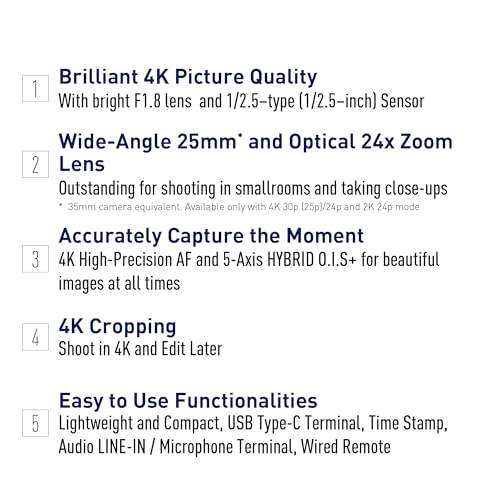 Panasonic VX3 (HC-VX3) 4K Camcorder, Lightweight Video Camera, Record Memories and Moments That Last