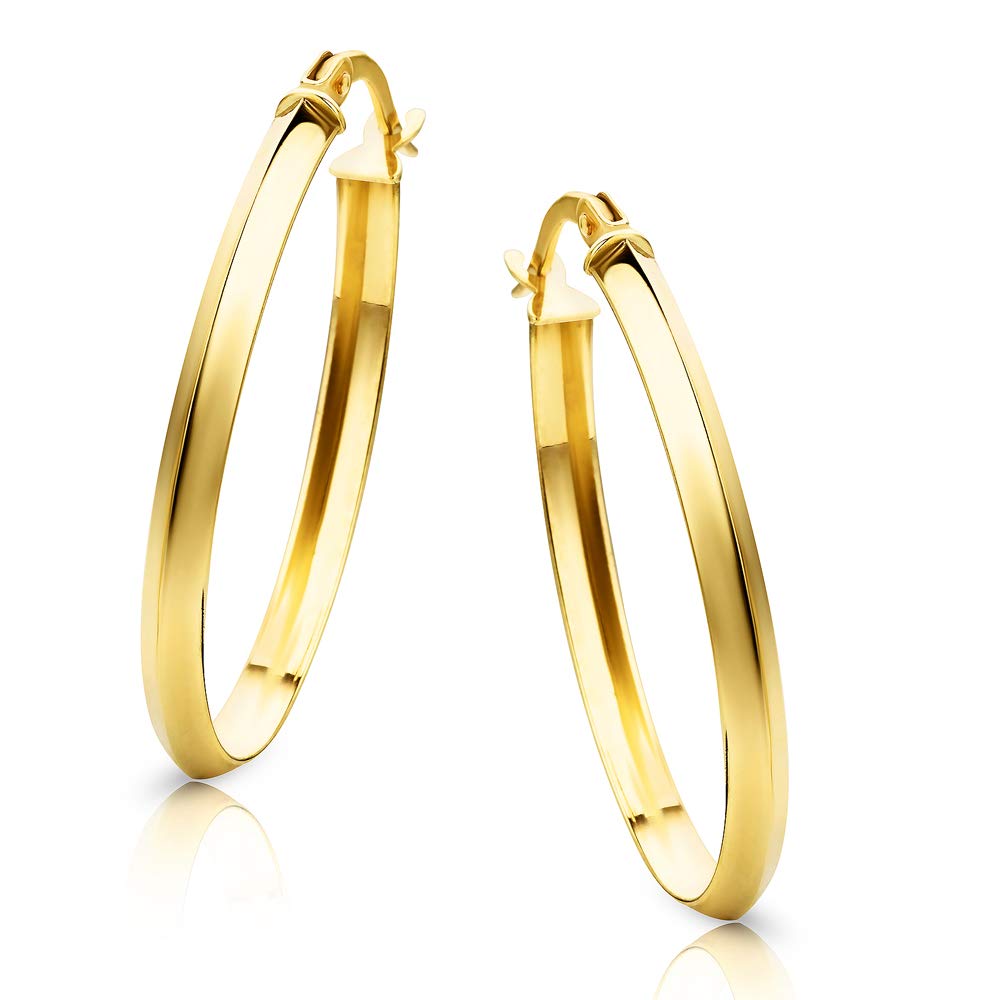 Orovi Yellow Gold Earrings for Women in 9 Carat Gold, Hypoallergenic Earrings - handmade hoops with jewellery box - Made in Italy