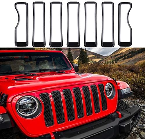 SmallFatW Jeep Grill Insert ABS JL Front Mesh Inserts Covers for 2018 2019 Jeep Wrangler JL (Matte Black)