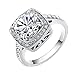 Yoursfs Crystal Cocktail Ring Ladies 18ct White Gold Plated Engagement Rings for Women (Clear, 8)