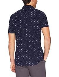 Brand - Camisa de popelina estampada de manga corta entallada para hombre Goodthreads