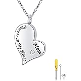 Ladytree Cremation Urn Necklace for Ashes 925 Sterling Silver Forever in My Heart Keepsake Memorial Pendant Waterproof Urn Jewelry for Women Men
