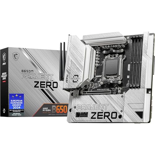 MSI B650M Project Zero Motherboard, Back-Connect Micro-ATX - Unterstützt Ryzen 9000, 8000 & 7000 Serie Prozessoren, AM5 - DDR5 Memory Boost 6400+MHz/O