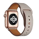 KYISGOS [Patent Pending] Compatible with Apple Watch Band 38mm 40mm, Genuine Leather Replacement Band Strap Compatible with iWatch Series 4 Series 3 Series 2 Series 1 38mm 40mm, Ivory White