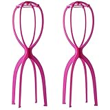 Dreamlover 2 Pack 19.7 Inches Portable Tall Wig Stands for All Wigs, Collapsible Wig Dryer, Durable Wig Display Tool, Travel Wig Stands, Hot Pink